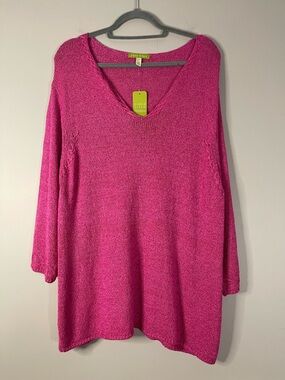 Sigrid Olsen Women’s Fuchsia V-Neck Knit Top